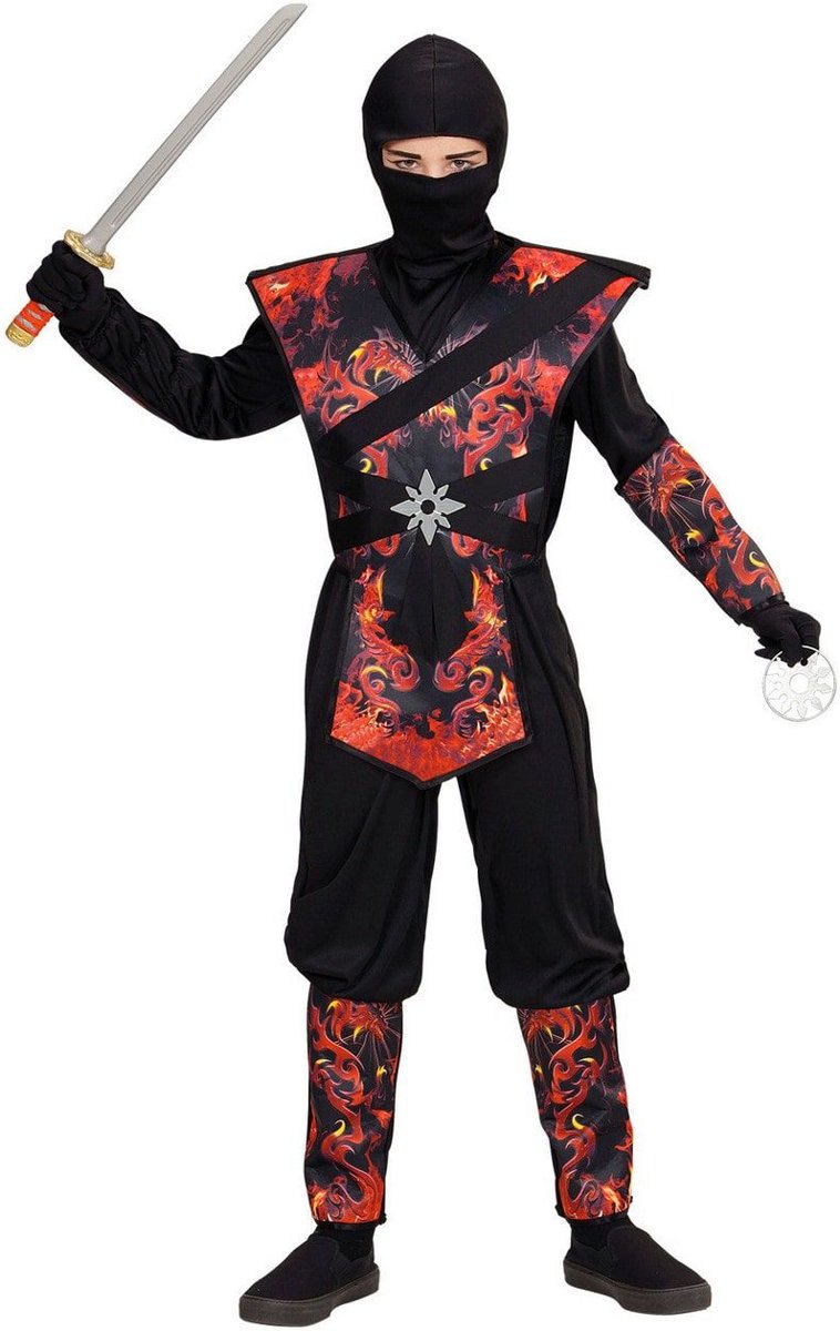 Ninja & Samurai Kostuum | Ninja Vlammende Draak Dojo | Jongen | Maat 116 | Carnaval kostuum | Verkleedkleding